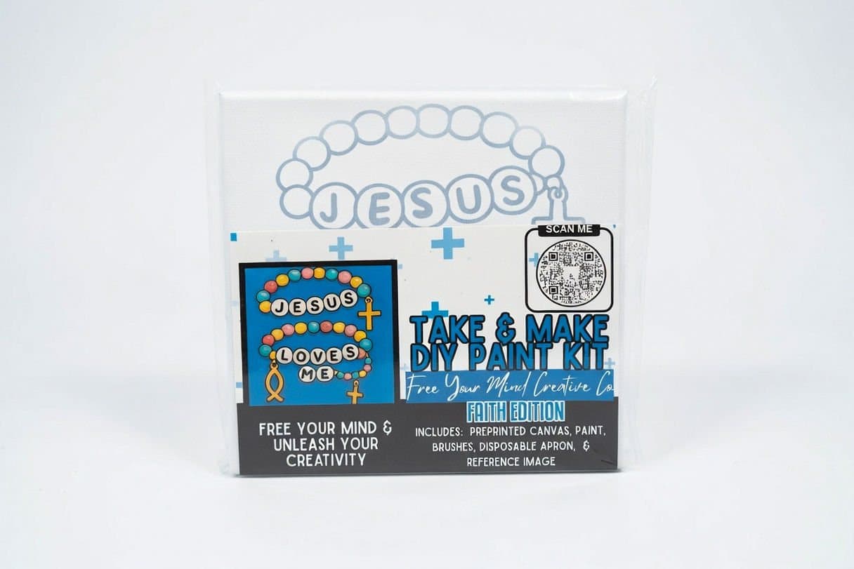 Free Your Mind Creative Space take-and-make DIY paint kit packaging, product photography