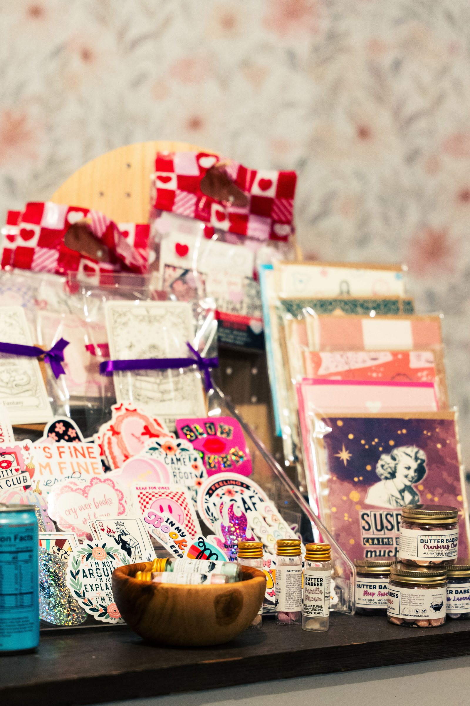 Colorful gift display at Corner Nook boutique, small business brand photography