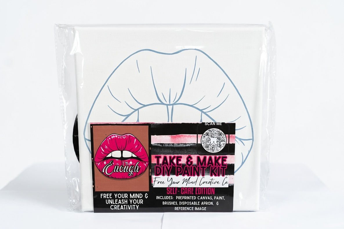 Lips design DIY paint kit packaged for retail, Free Your Mind Creative Space